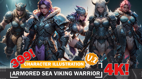 399 Various Class Anime Sea Viking Armored Warrior Diverse Outfit Character Design Reference Art V2 4K