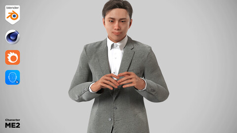 Modular Character - Asian Business Man 3D model - ME2 / Blender, UE5, C4D