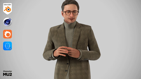 Modular Character - Asian Smart Casual Man 3D model - MU2 / Blender, UE5, C4D