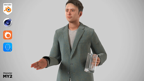 Modular Character - Asian Smart Casual Man 3D model - MY2 / Blender, UE5, C4D