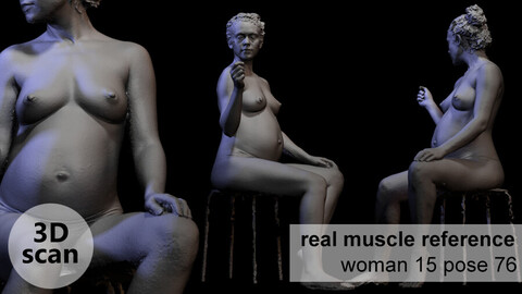 3D scan real muscle anatomy pregnant Woman 15 pose 76