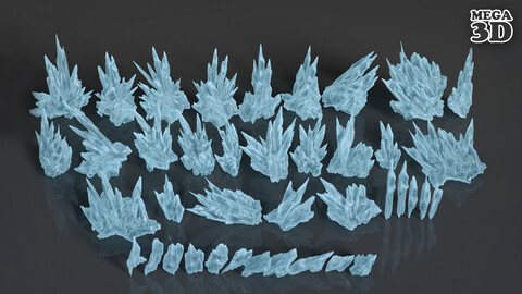 40 Low poly Spiky Ice Cave Modulars - 241002