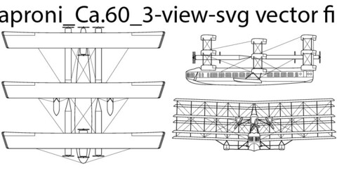 Caproni Ca 60 3 view svg vector file.eps