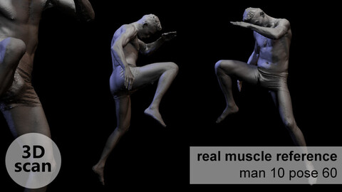 3D scan real muscle anatomy Man 10 pose 60