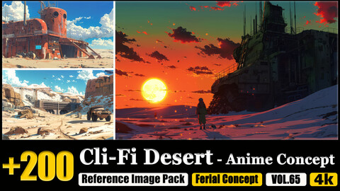 200 Cli-Fi Desert - Anime Concept Reference Image Pack v.65 |4K|