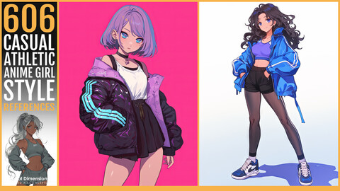 606 Casual Athletic Anime Girl Style