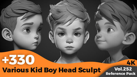 +330 Various Kid Boy Head Sculpt Reference(4k)