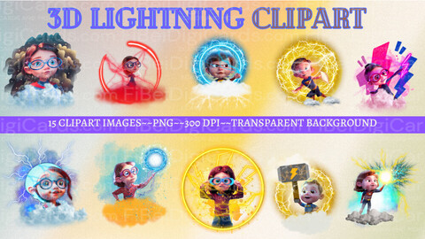 FiBeiDigiCards_Clipart - Title: Lightning Characters