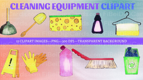 FiBeiDigiCards_Clipart - Title: Cleaning Equipment