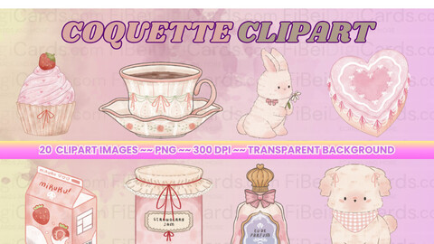 FiBeiDigiCards_Clipart - Title: Coquette Clipart