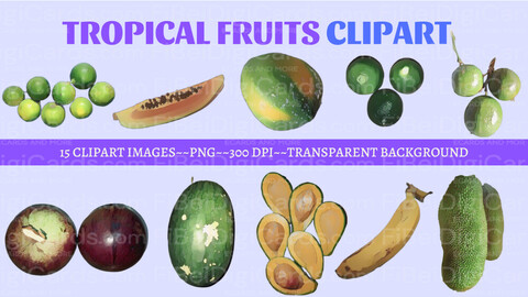 FiBeiDigiCards_Clipart - Title: Tropical Fruits