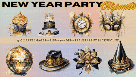 FiBeiDigiCards_Clipart - Title: New Year Party