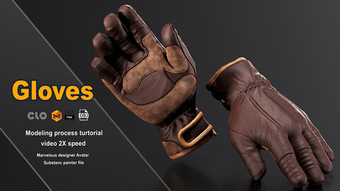 Gloves/ marvelous designer / clo3d / PBR textures / OBJ / FBX