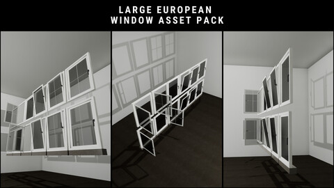 Large European Window Asset Pack with open/closed/tilted windows (FBX)