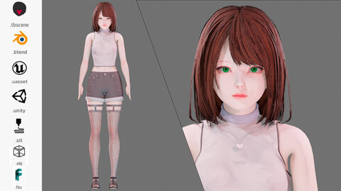 Casual Clothing 0008 - UE5 - Unity - Blender - Animated - Realistic Female Character