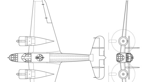 Caproni Ca 135 bis 3 view line drawing svg vector file