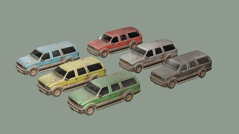 American Old Rusty Car YY Collection Pack 3D Model