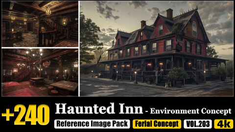 240 Haunted Inn - Environment Concept Reference Image Pack v.203 |4K|