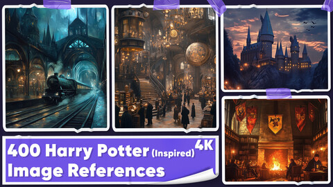 400 Game Environment Inspired by Harry Potter Image References - Vol 01