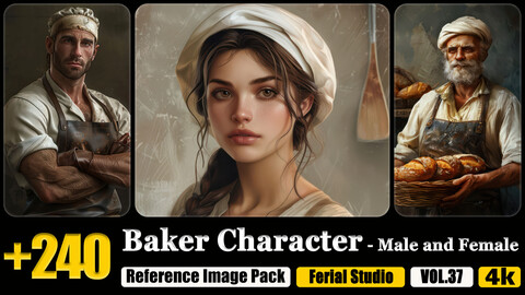 240 Baker Character - Male and Female Reference Image Pack v.37 |4K|