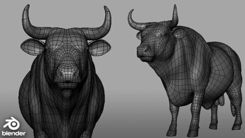 Bull BaseMesh - Topology + UV Map