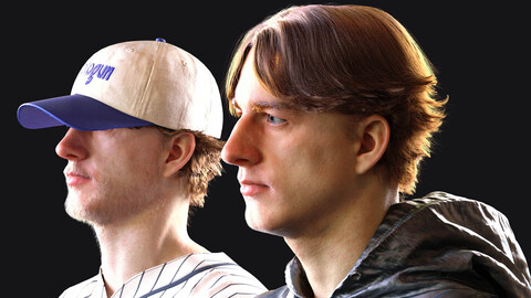 Curtains Hair and Basesball Cap for Genesis 9 (Daz Studio)