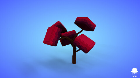 Voxel Tree 3.7 Model - 3D Lowpoly Game Asset