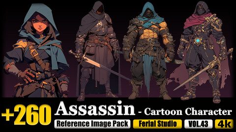 260 Assassin - Cartoon Character Reference Image Pack v.43 |4K|