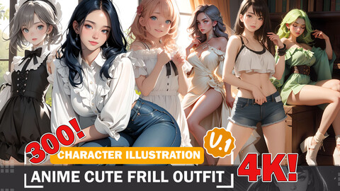 363 Anime Cute Frill Outfit Diverse Outfit Character Design Reference Art V1 4K