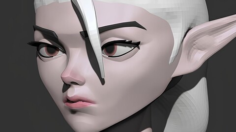 ZBrush Sculpted Elf Girl Character Face