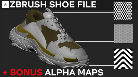 ZBrush Balenciaga Sneaker + Alpha Maps