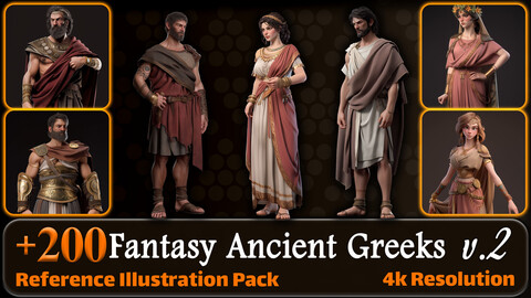 200 Fantasy Ancient Greeks Reference Pack | 4K | v.2