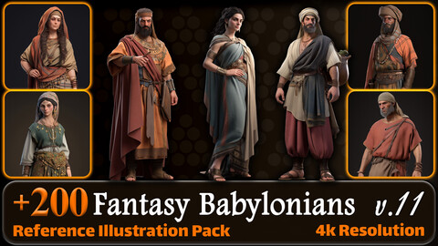 200 Fantasy Babylonians Reference Pack | 4K | v.11