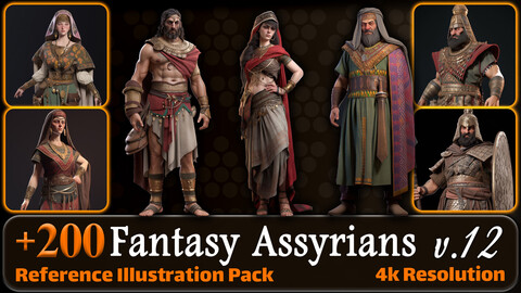 200 Fantasy Assyrians Reference Pack | 4K | v.12