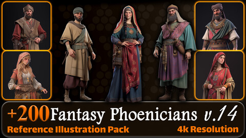 200 Fantasy Phoenicians Reference Pack | 4K | v.14