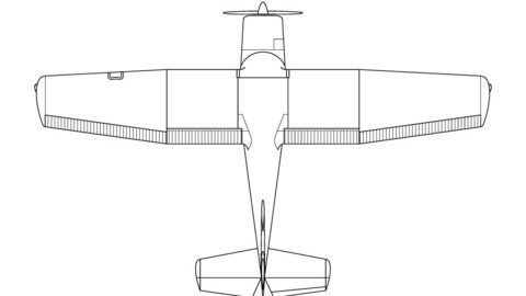 Cessna 150 3 view line drawing svg vector file