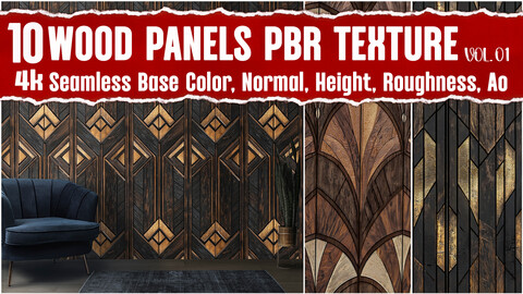 Wood Panel VOL.01 |4K Seamless PNG PBR Textures