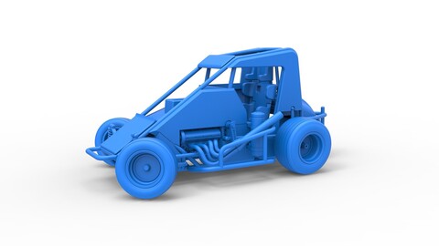 3D printable Diecast Midget car while turning Scale 1:25