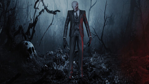 Slender man Low-poly | Rigged 3D model