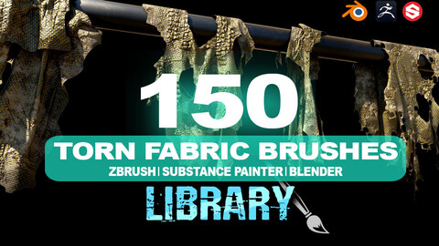 [30%OFF] 150 TORN FABRIC BRUSHES for Zbrush Blender and Substance Painter [Watch the trailer]