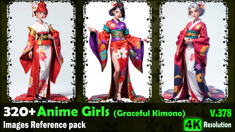 320+ Anime Girls (Graceful Kimono) Images Reference Pack - 4K Resolution - V.378