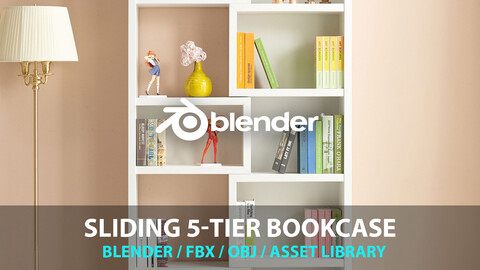 Sliding 5-Tier Bookcase