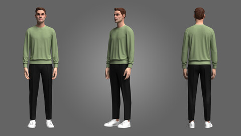 Male Sweatshirt and Pant Outfit_3D Model