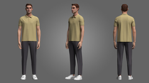 Male Polo and Pant outfit _3D Model