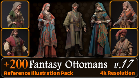 200 Fantasy Ottomans Reference Pack | 4K | v.17