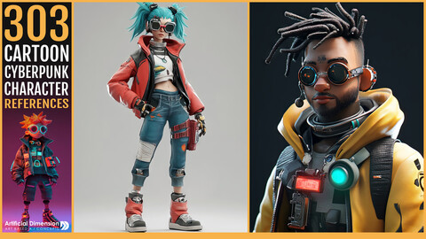 303 CARTOON CYBERPUNK CHARACTER.