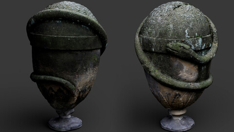 mossy architecture ornament vase part photogrammetry