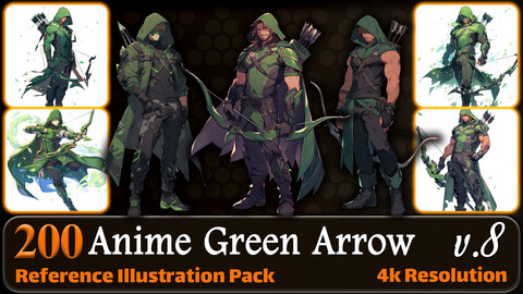 200 Anime Green Arrow (Full Body) Reference Pack | 4K | v.8