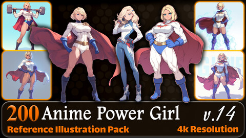 200 Anime Power Girl (Full Body) Reference Pack | 4K | v.14