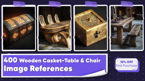 400 Wooden Table & Chair & Casket Image References - Vol 01